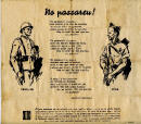 Apel·les Mestres: "No Passareu!" Pamflet distribuït per la resistència republicana, en la Guerra 1936-1939, després de la mort d'Apel·les Mestres.