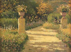 Riquer:  Peinture  "Jardin d'Aranjuez" 1913  Tableau  l'huile