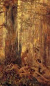 Riquer: Pintura "Ninfas en el bosque" leo