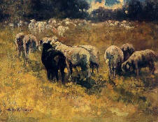 Riquer:  Peinture  "Troupeau prs d'Oloron" 1911