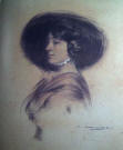 Retrato de Marguerite Laborde - Andre Bearn - 2a esposa de A. de Riquer obra de Ramon Casas