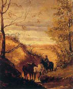 Riquer:  Peinture "Paysage de la Segarra" 1876 Tableau  l'huile