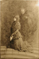 Apelles Mestres: Dibuix rascat sobre paper thon, 1889.
