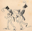Apelles Mestres: Dibuix de Cuatro Hombres y un Cabo de Cuentos Vivos.